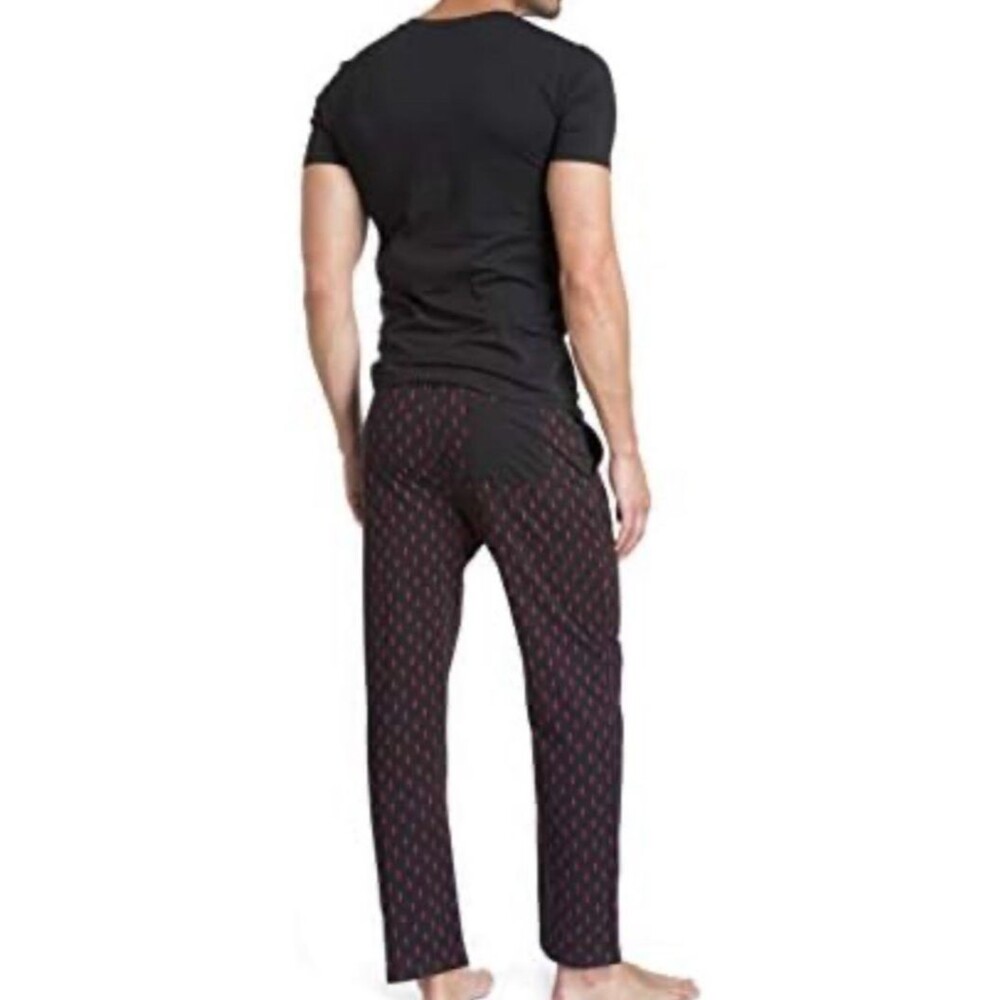 Jared Lang After Hours Lightning Bolt Pajama Set Men's Small Slim Fit Black Red